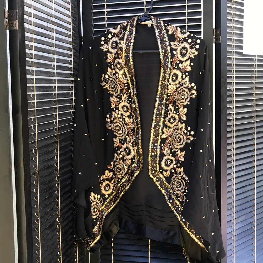 Gold and black sequin tunic silk